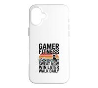 Gamer Fitness Sweat Now Win Later Walk Daily Gaming Workout Case for iPhone 16 Plus