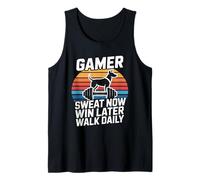 Gamer Fitness Sweat Now Win Later Walk Daily Gaming Workout Tank Top