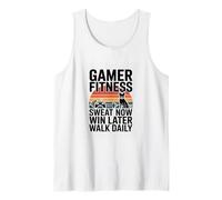Gamer Fitness Sweat Now Win Later Walk Daily Gaming Workout Tank Top