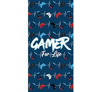 Gamer For Life Beach Towel - Gaming Controller Beats Design - 70 x 140cm - 100% Cotton