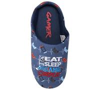 Gamer for Life Mens/Kids Mule Slippers - Novelty Gaming Controller Design - Memory Foam Insole - Gamer Gift, Gamer Beats Adult Blue, 7/8 UK