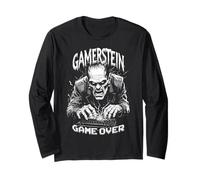 Gamer Frankenstein Gamerstein Game Over Funny Halloween Long Sleeve T-Shirt