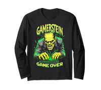 Gamer Frankenstein Gamerstein Game Over Funny Halloween Long Sleeve T-Shirt