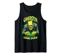 Gamer Frankenstein Gamerstein Game Over Funny Halloween Tank Top