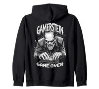 Gamer Frankenstein Gamerstein Game Over Funny Halloween Zip Hoodie