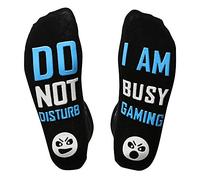 Gamer Gaming Socks, Funny Gifts, Do Not Disturb Im Gaming Socks, Gaming Presents, Novelty Socks, Blue DND (Blue 122) Small 1-4
