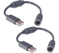 Gamer Gear 2 Pack Wired Controller Breakaway Cable for Xbox 360 - Xbox compatible USB Adapter - Replacement USB Cable Prevent Accidental Damage - Grey Breakaway Cable for Xbox Works with PC Games