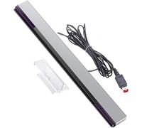 Gamer Gear Sensor Bar Compatible with Wii, Replacement Wired Infrared Ray Sensor Bar Compatible with Nintendo Wii and Wii U Console Silver/Black. Includes Stand