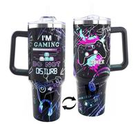 Gamer Gifts, 40 Oz Gaming Tumbler with Handle and Straw Gamer Cup Coffee Mug Tumbler for Men, Cool Gaming Accessories Stuff, Unique Valentines Gifts for Gamers Men Boys Gaming Gifts for Men Teen Boys