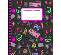 Gamer Girl Composition Notebook: 7.5 x 9.25 Wide Ruled Blank Paper / 108 Pages / Writing Journal for Homework - Note Taking - Doodles / Back to School ... / Colorful Video Game Gaming Themed Pattern