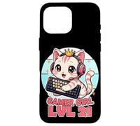 Gamer Girl Cute Cat Gaming 21st Birthday Saying Case for iPhone 16 Pro Max