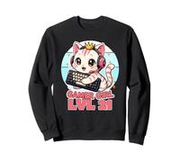 Gamer Girl Cute Cat Gaming 21st Birthday Saying Sweatshirt