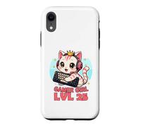 Gamer Girl Cute Cat Gaming 25th Birthday Saying Case for iPhone XR