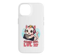 Gamer Girl Cute Cat Gaming 27th Birthday Saying Case for iPhone 14