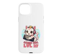 Gamer Girl Cute Cat Gaming 27th Birthday Saying Case for iPhone 15 Plus