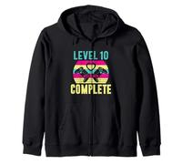 Gamer Girl Level 10 Complete Funny 10th Wedding Anniversary Zip Hoodie