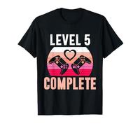 Gamer Girl Level 5 Complete Cute 5th Wedding Anniversary T-Shirt
