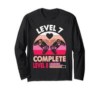 Gamer Girl Level 7 Complete 7 Funny 7th Wedding Anniversary Long Sleeve T-Shirt