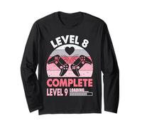 Gamer Girl Level 8 Complete 8 Funny 8th Wedding Anniversary Long Sleeve T-Shirt