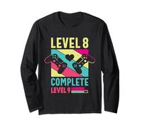 Gamer Girl Level 8 Complete 8 Funny 8th Wedding Anniversary Long Sleeve T-Shirt