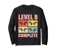 Gamer Girl Level 8 Complete 8 Funny 8th Wedding Anniversary Long Sleeve T-Shirt