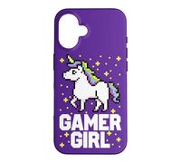 Gamer Girl Retro Pixel Art Rainbow Unicorn Video Game Case for iPhone 16