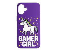 Gamer Girl Retro Pixel Art Rainbow Unicorn Video Game Case for iPhone 16 Plus