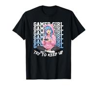 Gamer Girl Try to Keep Up Anime Gaming Confidence Graphic T-Shirt