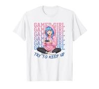 Gamer Girl Try to Keep Up Anime Gaming Confidence Graphic T-Shirt