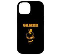 Gamer Guy Holding a Gold Video Game Controller Mens Gaming Case for iPhone 14