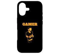 Gamer Guy Holding a Gold Video Game Controller Mens Gaming Case for iPhone 17