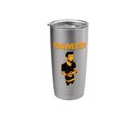 Gamer Guy Holding a Gold Video Game Controller Mens Gaming Stainless Steel Insulated Tumbler