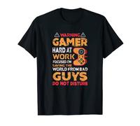Gamer Hard At Work Saving World From Bad Guys Gaming Retro T-Shirt