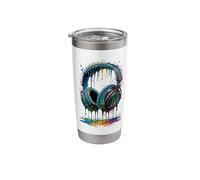 Gamer Headphones Paint Splash Music Lover DJ Stainless Steel Insulated Tumbler
