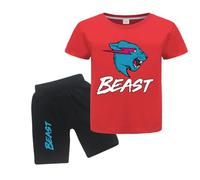 Gamer Lighting Cat YouTube Gamer Logo Merch T-Shirts and Shorts 2 Piece Sets Youtuber Round Neck Short Sleeve Tee Top and Shorts (Red,7-8Years