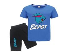 Gamer Lighting Cat YouTube Gamer Logo Merch T-Shirts and Shorts 2 Piece Sets Youtuber Round Neck Short Sleeve Tee Top and Shorts (Blue,9-10Years