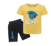 Gamer Lighting Cat YouTube Gamer Logo Merch T-Shirts and Shorts 2 Piece Sets Youtuber Round Neck Short Sleeve Tee Top and Shorts (Yellow,11-12Years