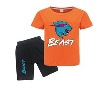 Gamer Lighting Cat YouTube Gamer Logo Merch T-Shirts and Shorts 2 Piece Sets Youtuber Round Neck Short Sleeve Tee Top and Shorts (Orange,7-8Years