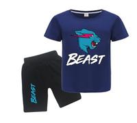 Gamer Lighting Cat YouTube Gamer Logo Merch T-Shirts and Shorts 2 Piece Sets Youtuber Round Neck Short Sleeve Tee Top and Shorts (Navy-Blue,7-8Years