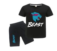 Gamer Lighting Cat YouTube Gamer Logo Merch T-Shirts and Shorts 2 Piece Sets Youtuber Round Neck Short Sleeve Tee Top and Shorts (Black,7-8Years