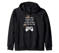 Gamer Lives A Thousand Lives Gaming Quote Zip Hoodie