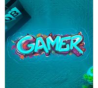 Gamer Neon Light Sign Gaming LED Sign for Wall Neon Light Lamp USB Power Dimmable LED Lettering for Anime, Bedroom, Game Zone, Man Cave, Game Room, Gifts for Teenagers