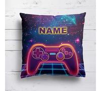 Gamer Personalised Cushion - Add Name - Custom Gaming Pillow for Kids Bedroom - Multiple Sizes & Fabrics - Cover Only or Filled - Boys Girls Video Game Room Decor