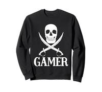 Gamer Pirate Swords With Skull Gaming Gear For Pirate Games Sweatshirt