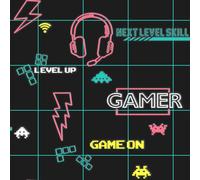 Gamer Retro Gaming Classic Video Game Childrens Kids Bedroom Wallpaper Holden Decor Black One Size