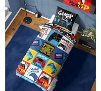 Gamer Single Duvet Cover - Gamers Respawn Level Up Design - Reversible Bedding Set - Polycotton