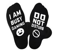 Gamer Socks Do Not Disturb I'm Gaming Novelty Funny Socks for Men Women Unisex with Non-Slip Grippers Mid Calf Sock Birthday Present Chiristmas Gifts for Him Boys Dad