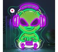 Gamerneon Alien Neon Sign Gaming Neon Signs for Wall Decor Game Room LED Light For Man Caves Zone Club Gamer Lover Teens Bedroom Home Boys Gift