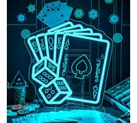 Gamerneon Blue Poker Neon Signs Dice Neon Signs Wall Decor Straight Flush Led Light for Bedrooms Bar Clubs Casinos Hotels Game Room Man Cave Party Decorations