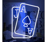 Gamerneon Playing Cards Neon Signs for Wall Decor Poker Teens Led Neon Light Blue White Usb Light Sign for Bedroom Casino Bar Hotel Play Room Birthday Party Decor